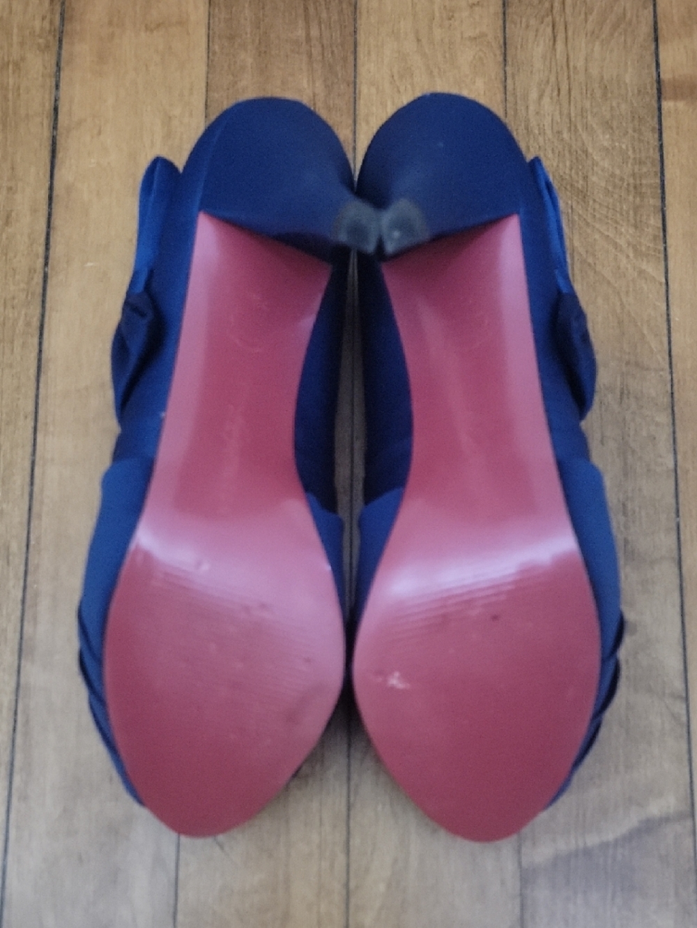 Paris Hilton Royal Blue Peep-Toe Bow Heels Sz 7.5 - Picture 7 of 9